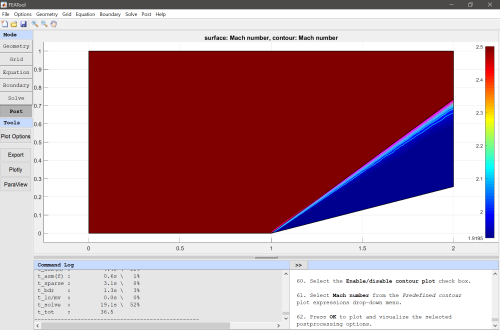 FEATool Multiphysics CFD Tutorial - Supersonic Flow Past a Wedge